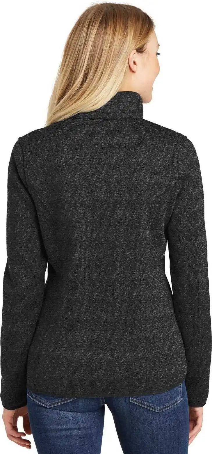 Port Authority L232 Ladies Sweater Fleece Jacket - Black Heather