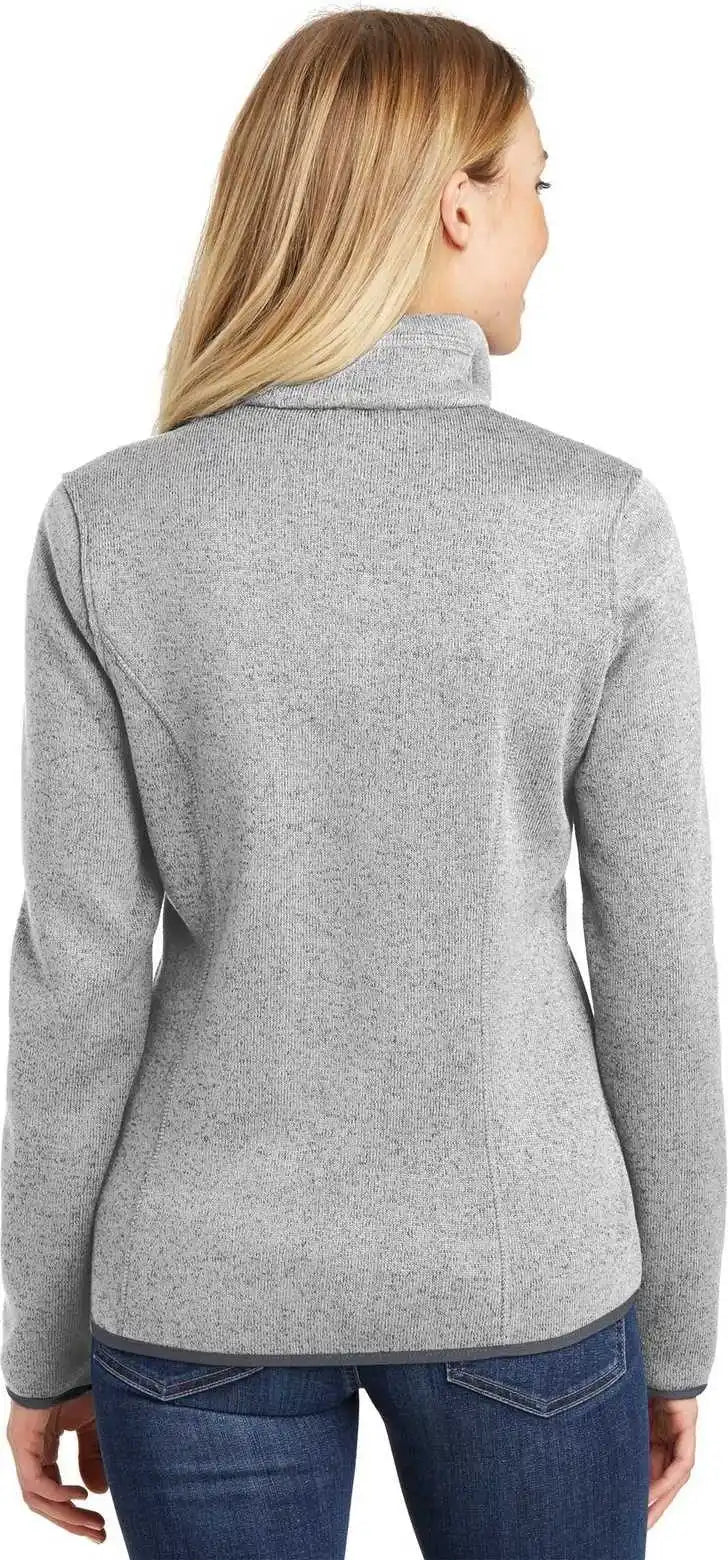 Port Authority L232 Ladies Sweater Fleece Jacket Gray Heather