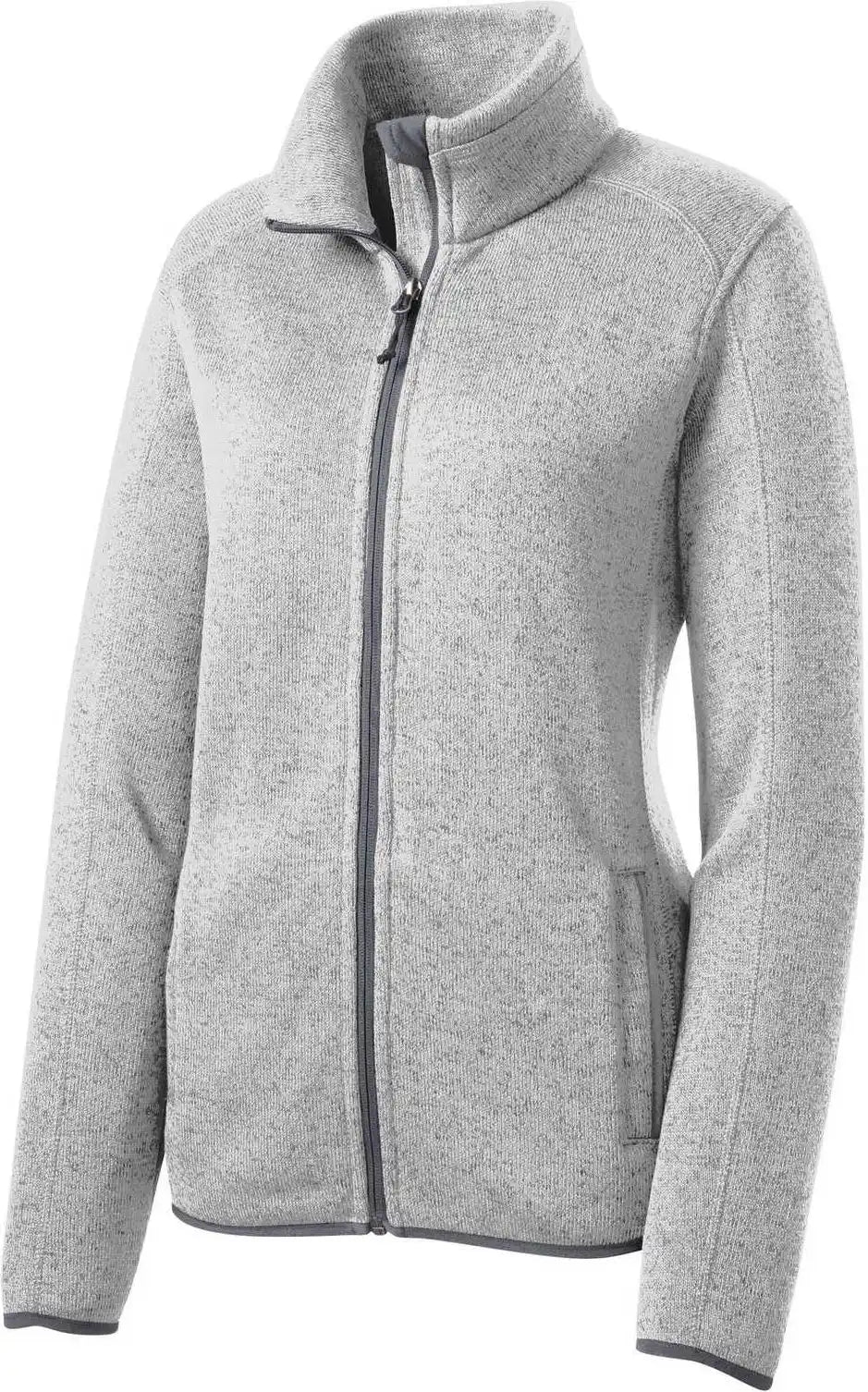 Port Authority L232 Ladies Sweater Fleece Jacket Gray Heather