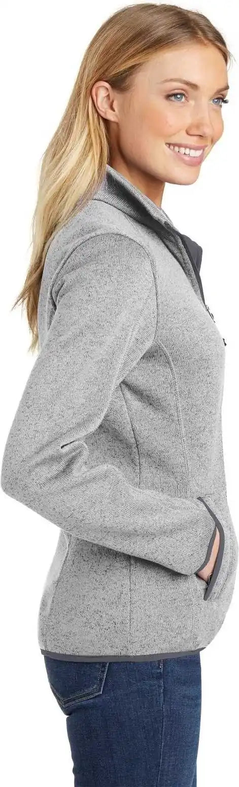 Port Authority L232 Ladies Sweater Fleece Jacket Gray Heather