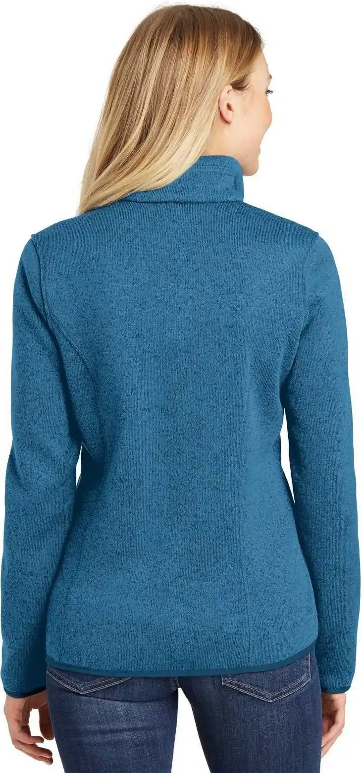 Port Authority L232 Ladies Sweater Fleece Jacket Medium Blue Heather