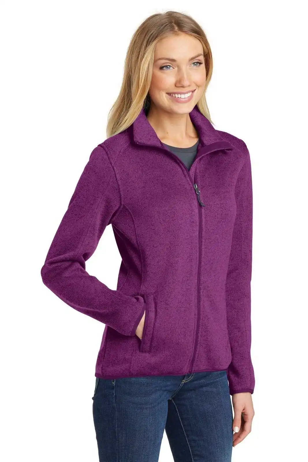 Port Authority L232 Ladies Sweater Fleece Jacket - Pink Heather
