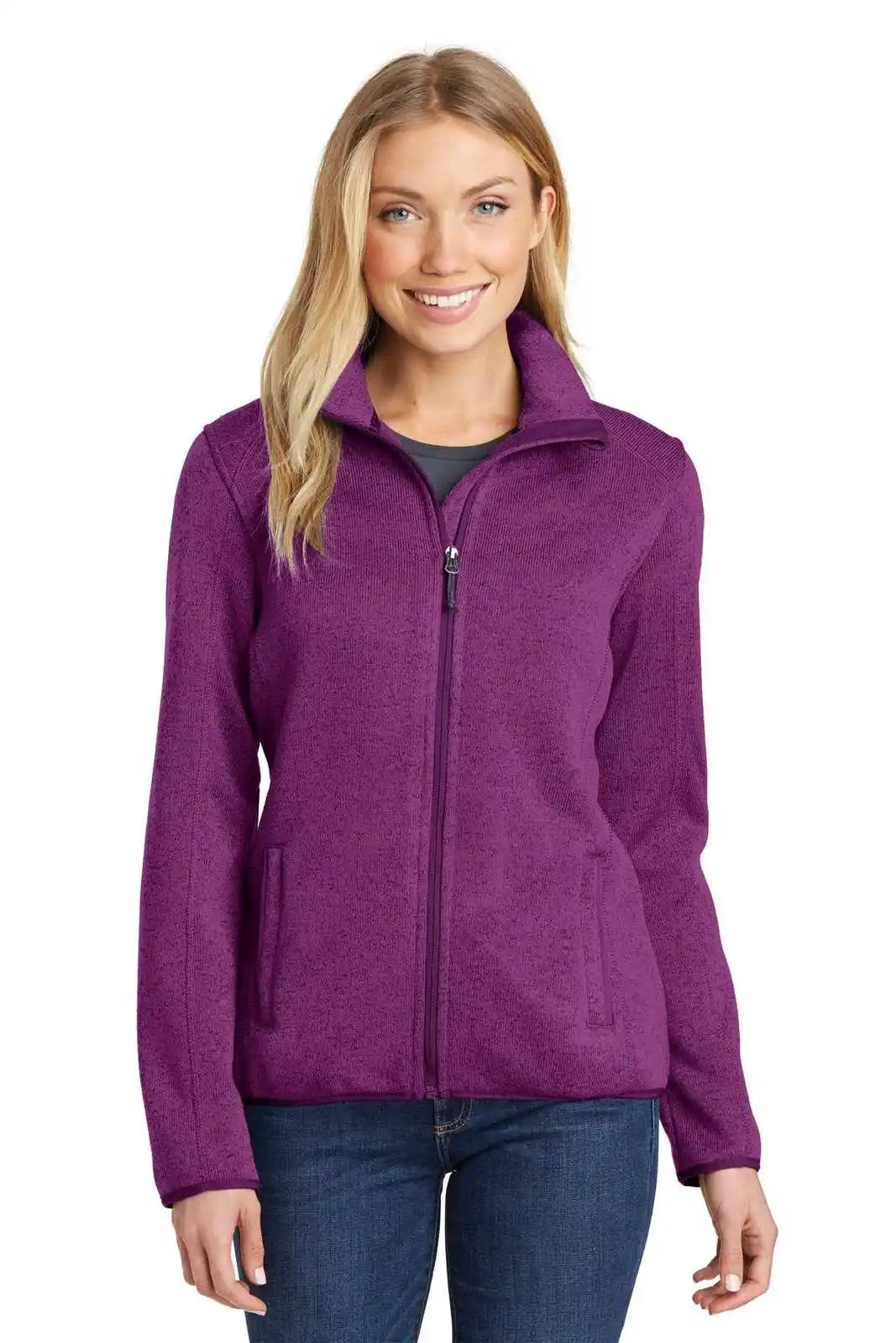 Port Authority L232 Ladies Sweater Fleece Jacket - Pink Heather