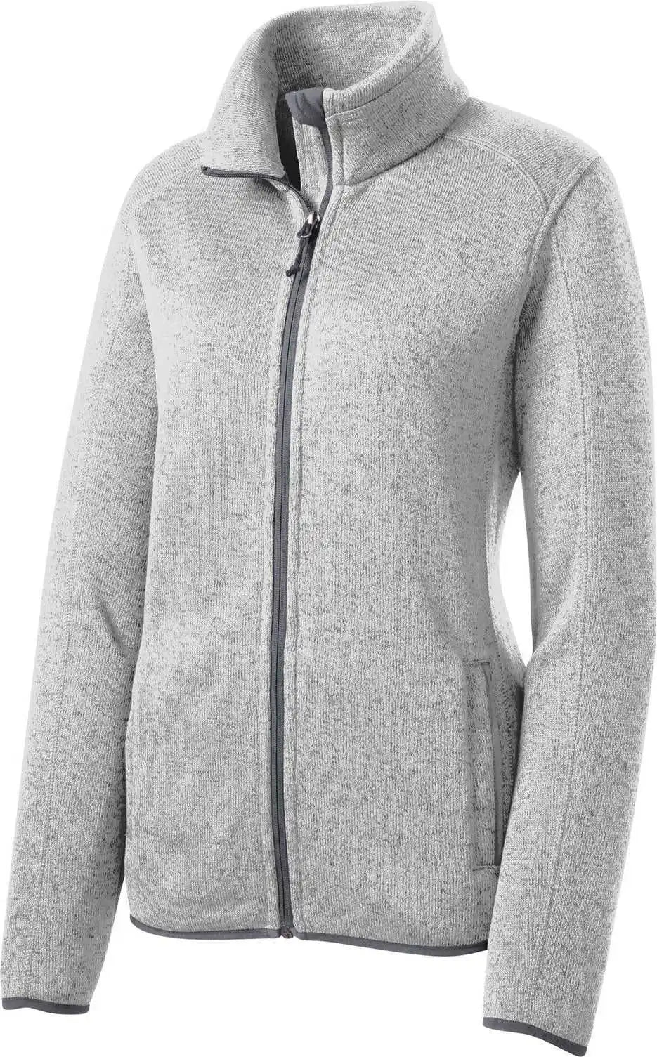 Port Authority L232 Women’s Sweater Fleece Jacket - Grey Heather