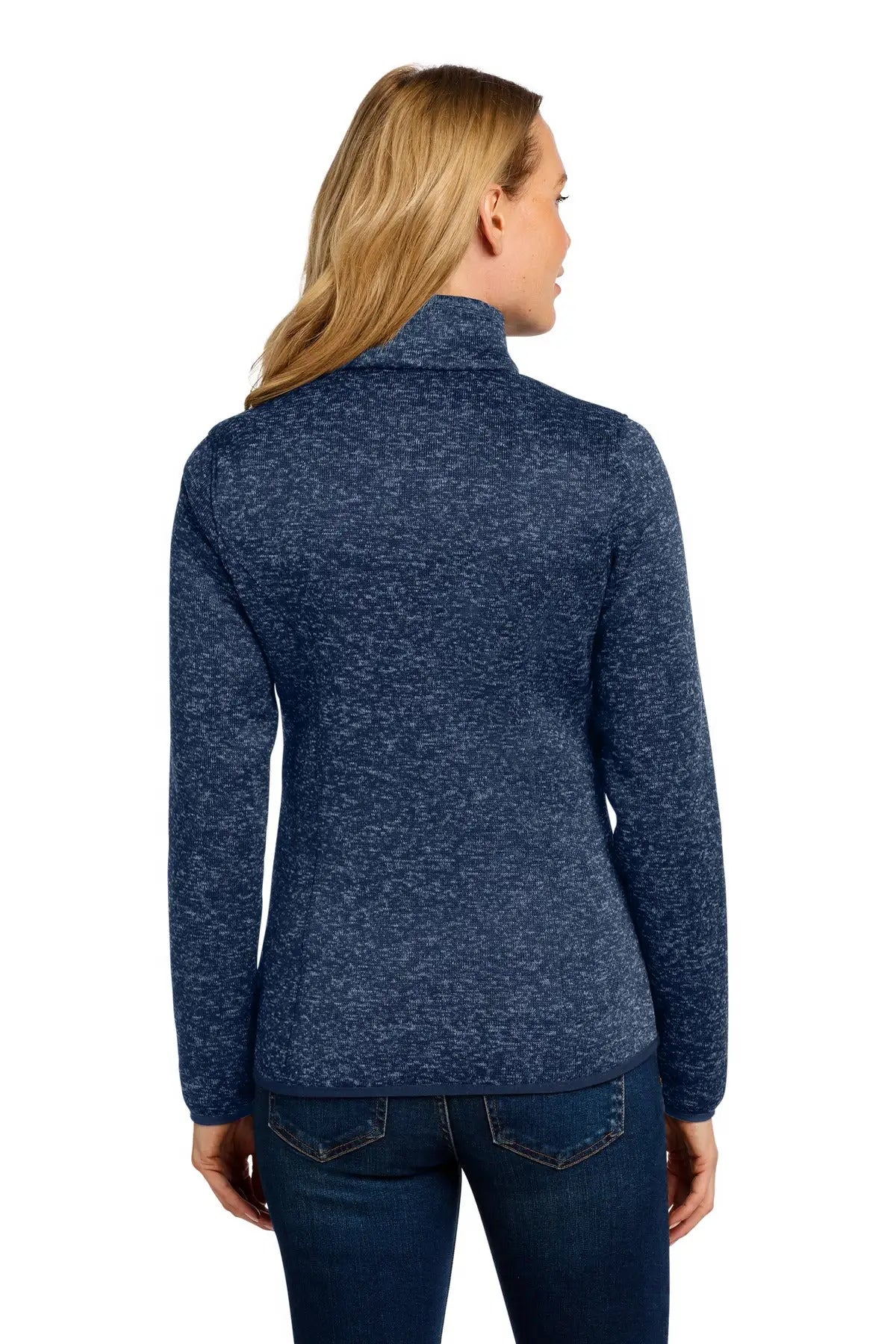 Port Authority L232 Women’s Sweater Fleece Jacket - River Blue Navy Heather