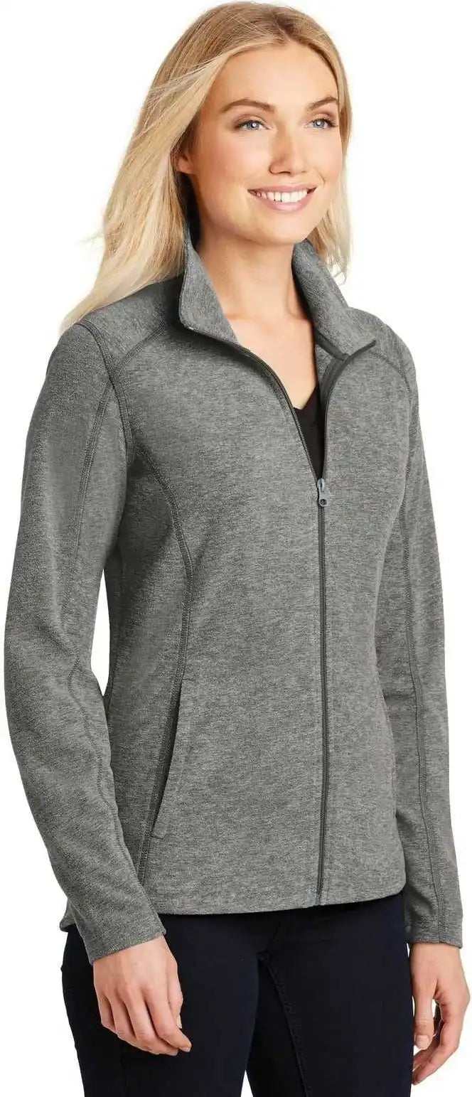 Port Authority L235 Ladies Heather Microfleece Full Zip Jacket Pearl Gray