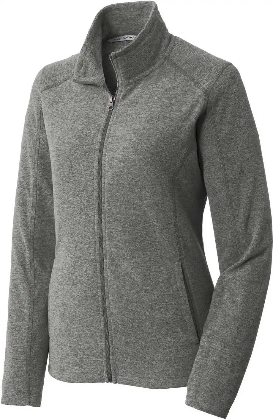 Port Authority L235 Ladies Heather Microfleece Full Zip Jacket Pearl Gray