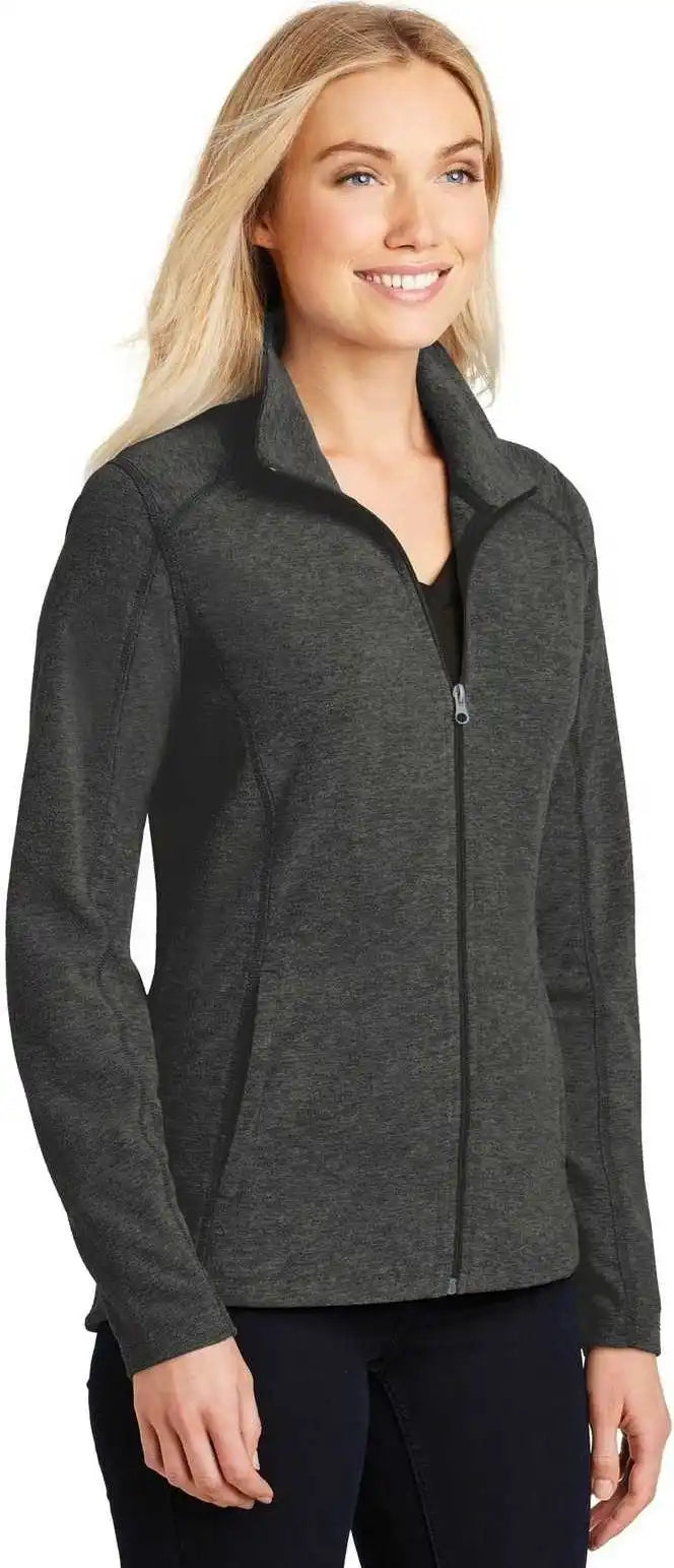 Port Authority L235 Ladies Heather Microfleece Full-zip Jacket - Black Charcoal