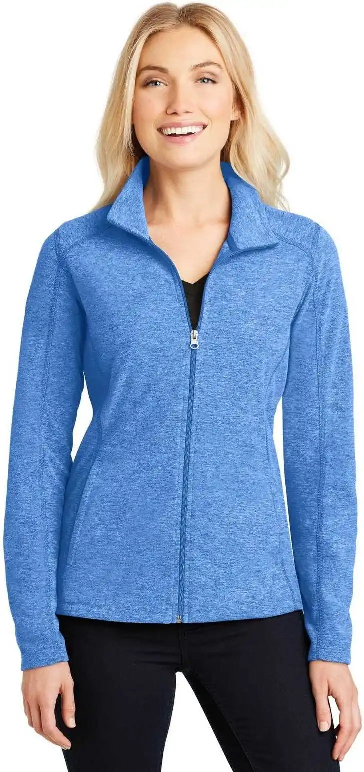 Port Authority L235 Ladies Heather Microfleece Full Zip Jacket Light Royal