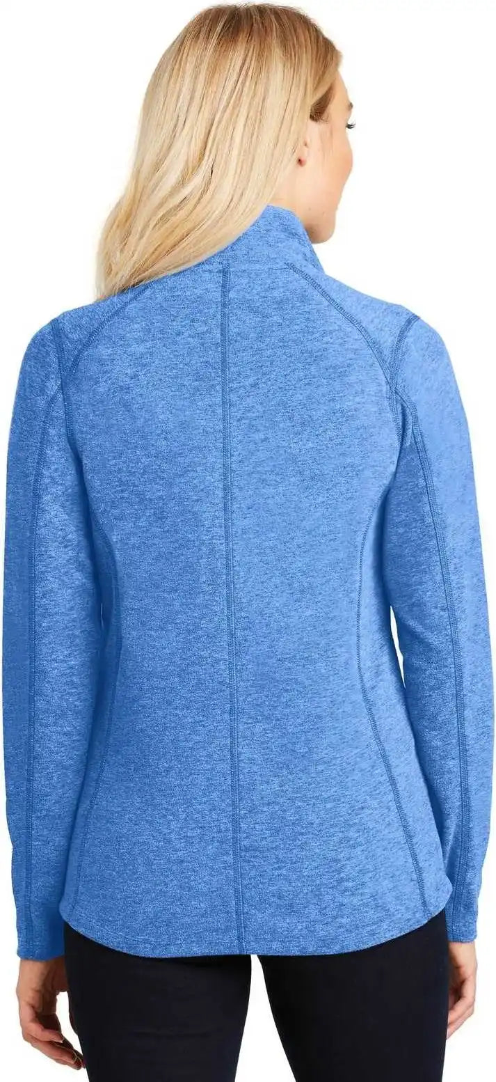 Port Authority L235 Ladies Heather Microfleece Full Zip Jacket Light Royal