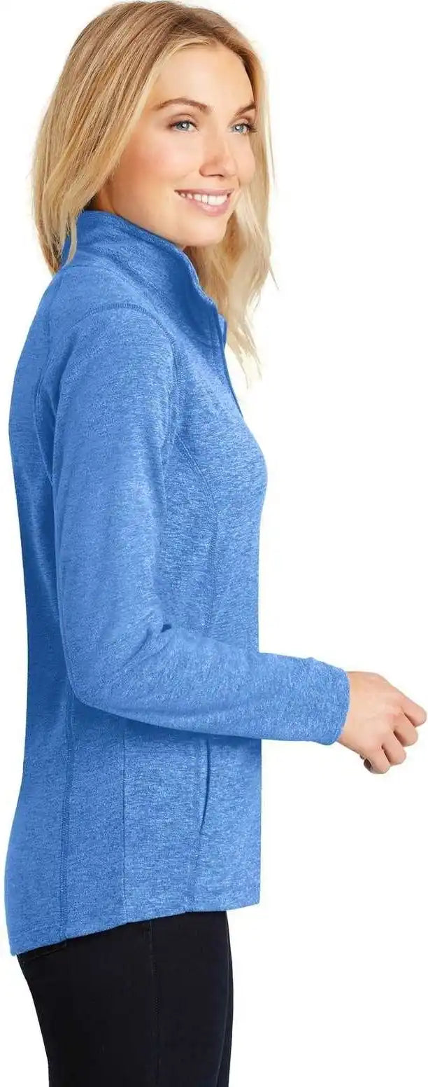 Port Authority L235 Ladies Heather Microfleece Full Zip Jacket Light Royal