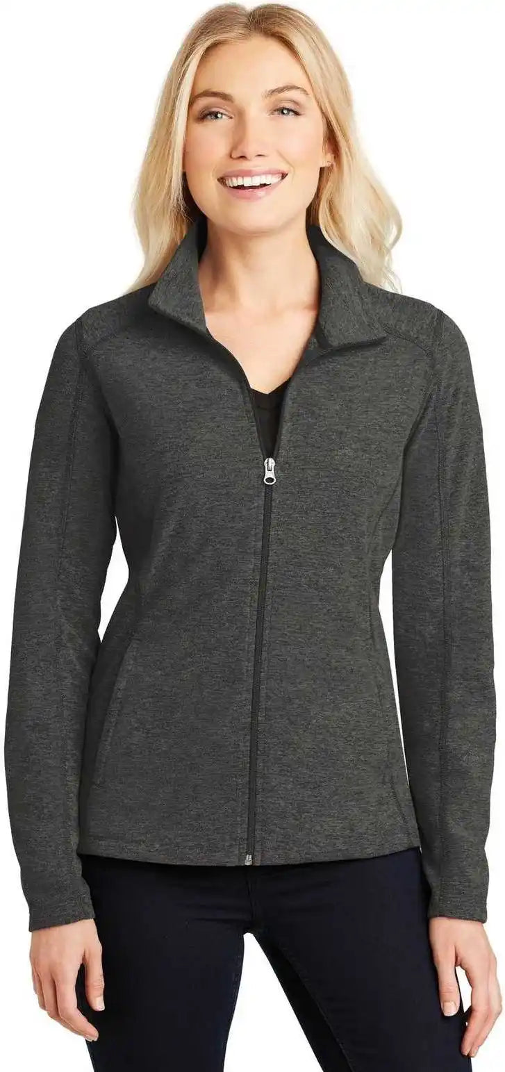 Port Authority L235 Ladies Heather Microfleece Full-zip Jacket - Black Charcoal