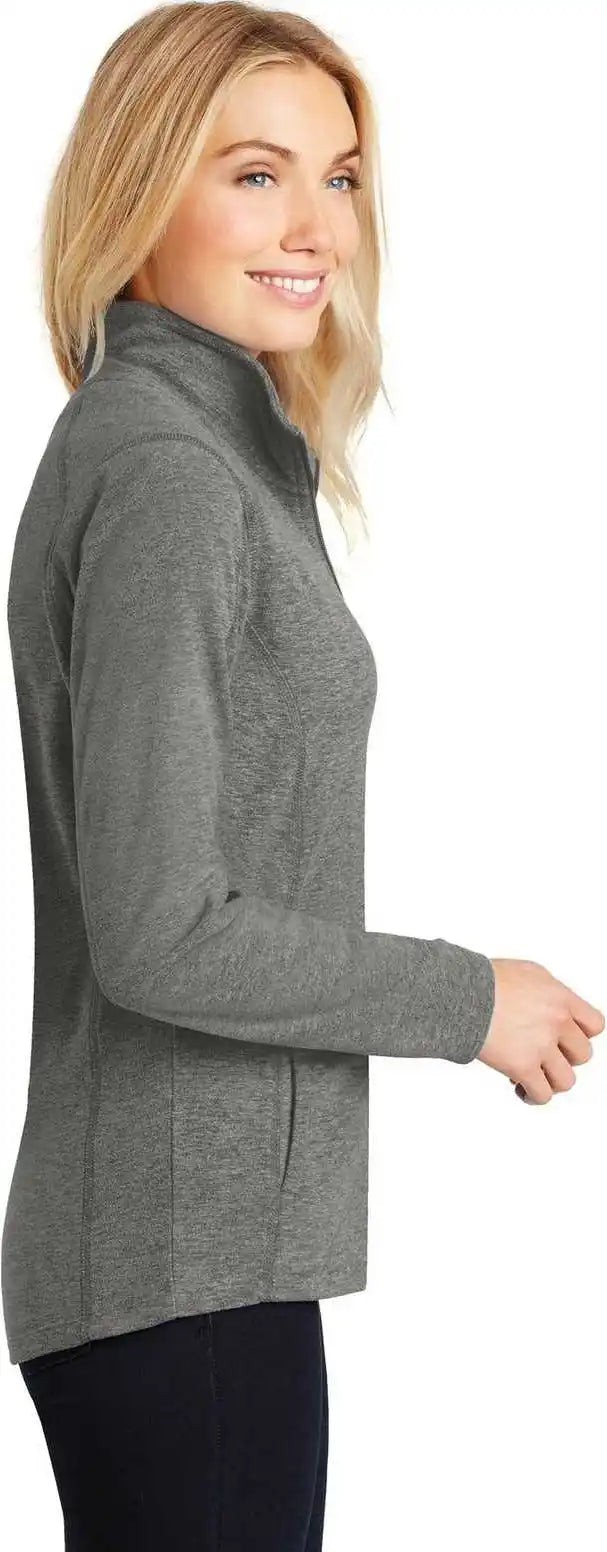 Port Authority L235 Ladies Heather Microfleece Full Zip Jacket Pearl Gray