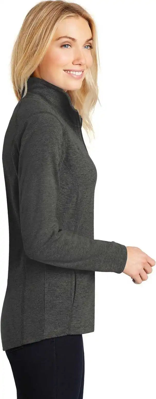 Port Authority L235 Ladies Heather Microfleece Full-zip Jacket - Black Charcoal