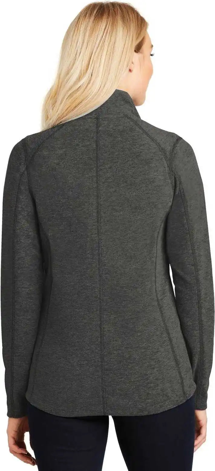 Port Authority L235 Ladies Heather Microfleece Full-zip Jacket - Black Charcoal