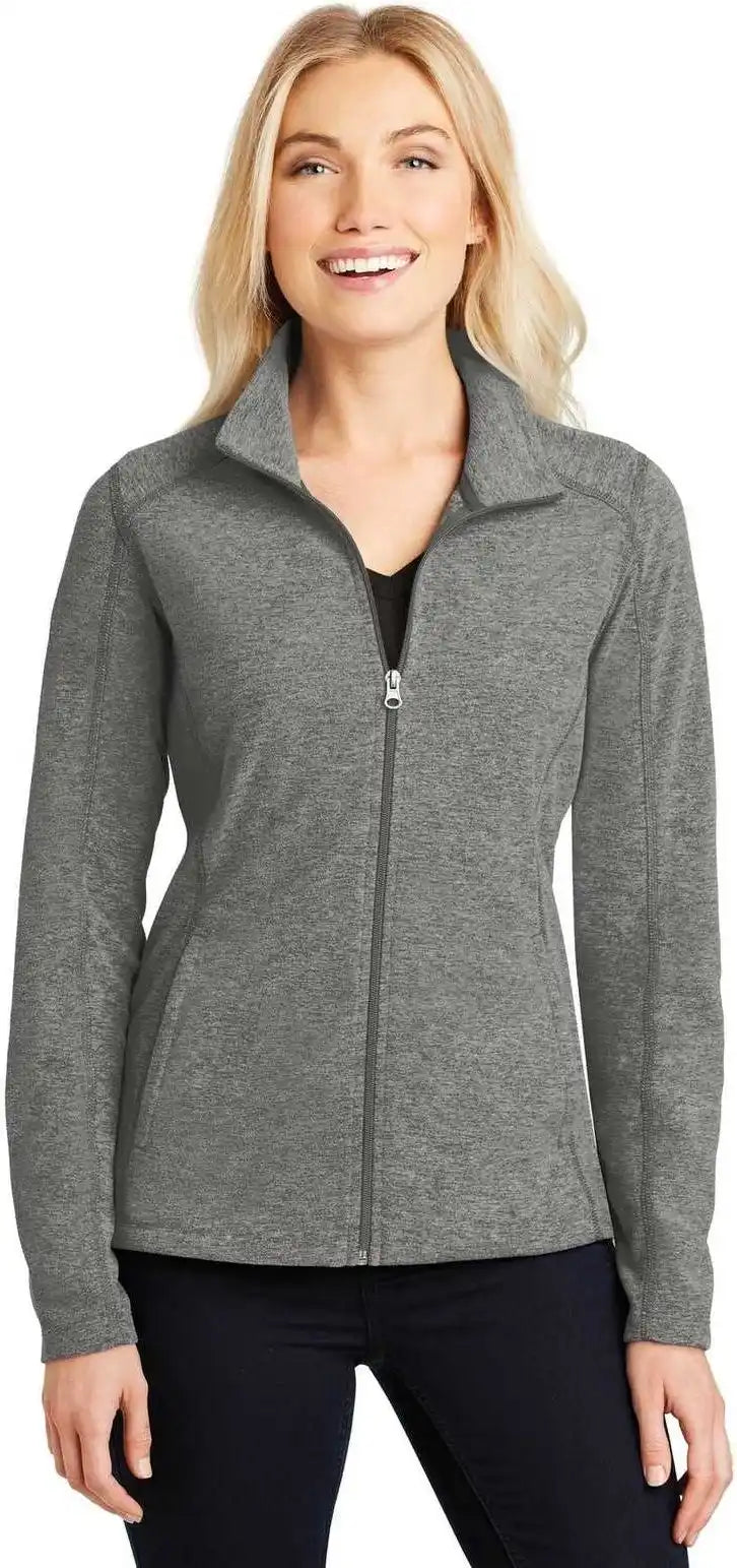 Port Authority L235 Ladies Heather Microfleece Full Zip Jacket Pearl Gray