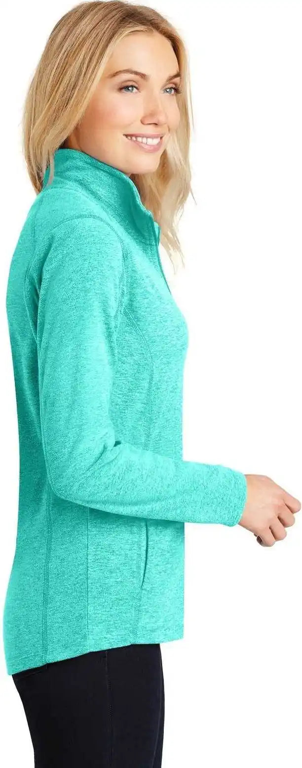 Port Authority L235 Ladies Heather Microfleece Full Zip Jacket Aqua Green