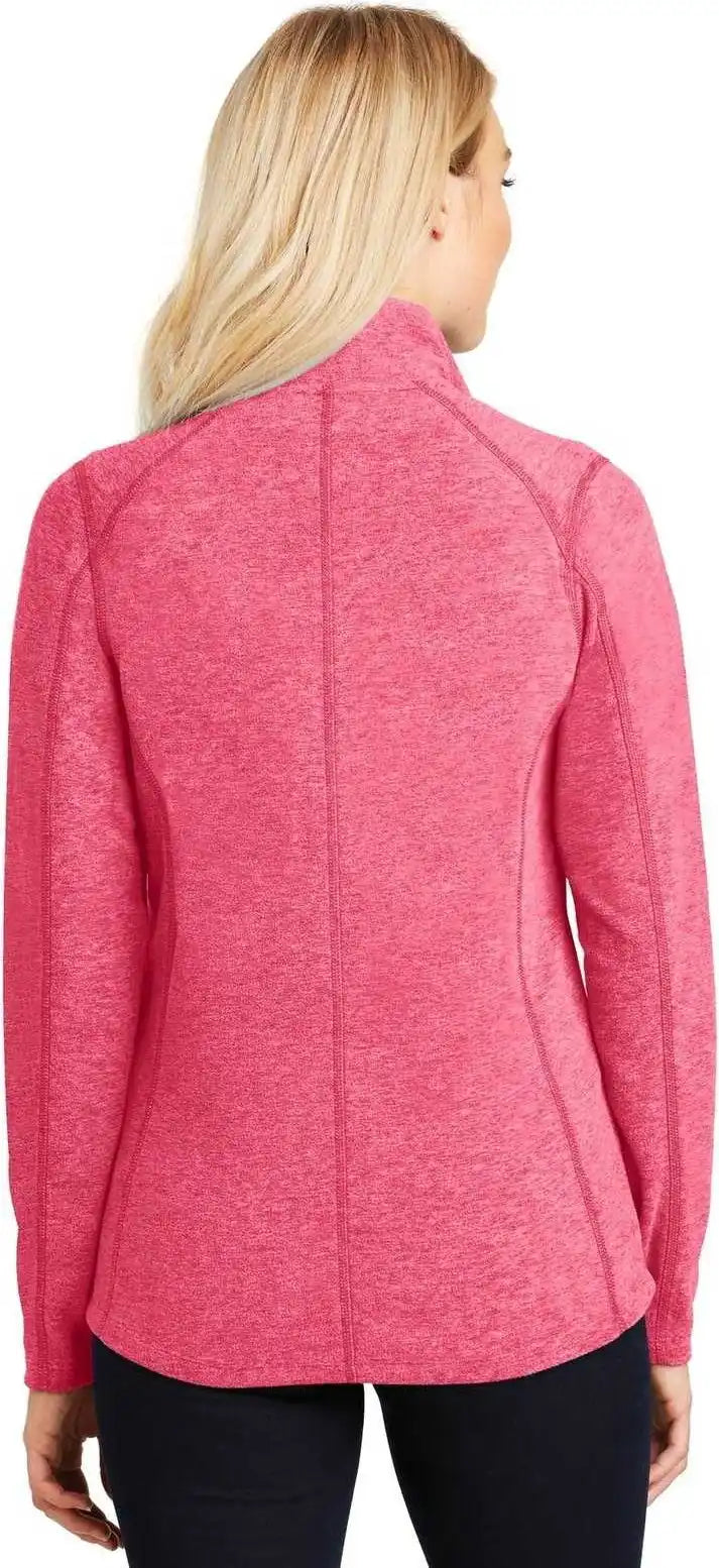Port Authority L235 Ladies Heather Microfleece Full Zip Jacket Pink Raspberry