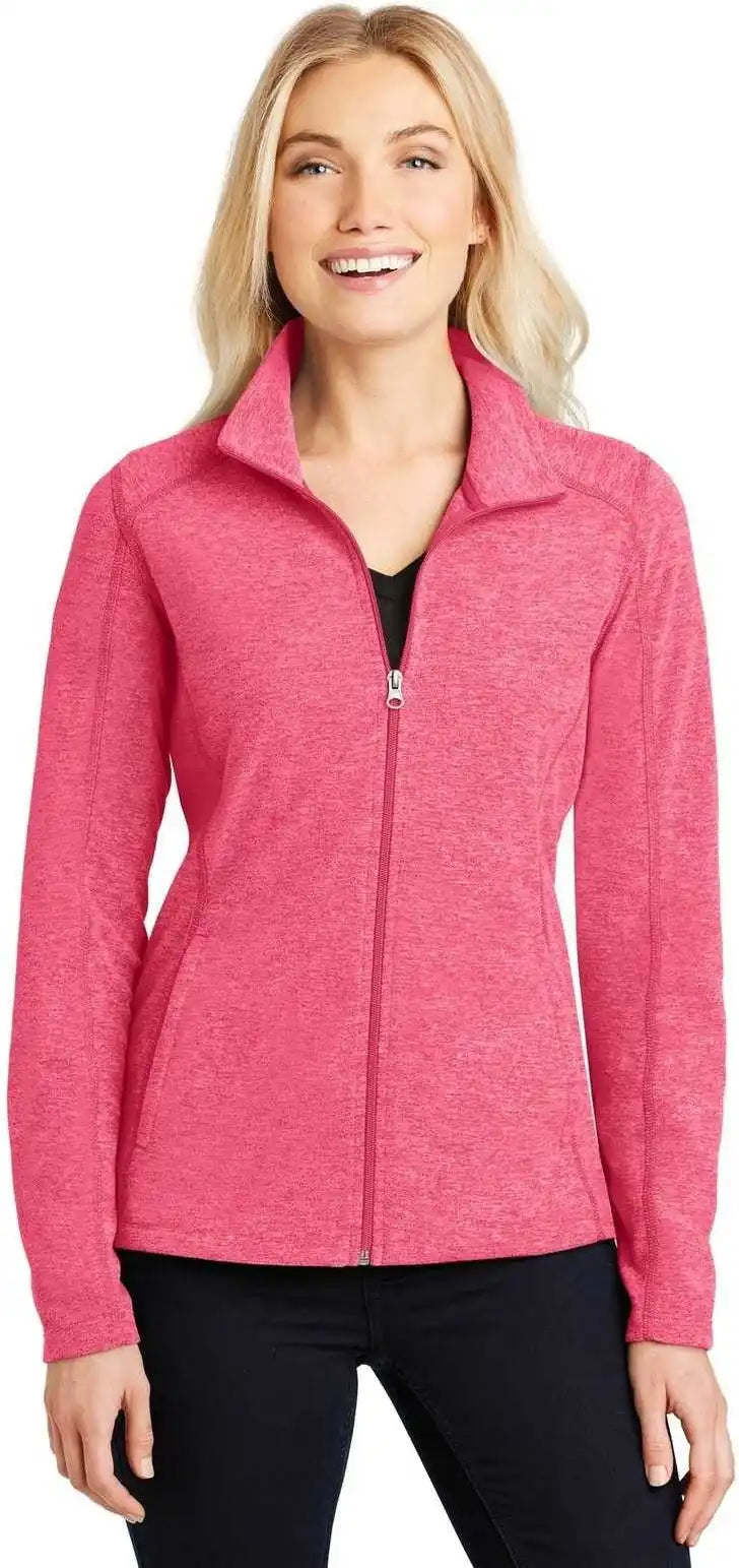 Port Authority L235 Ladies Heather Microfleece Full Zip Jacket Pink Raspberry