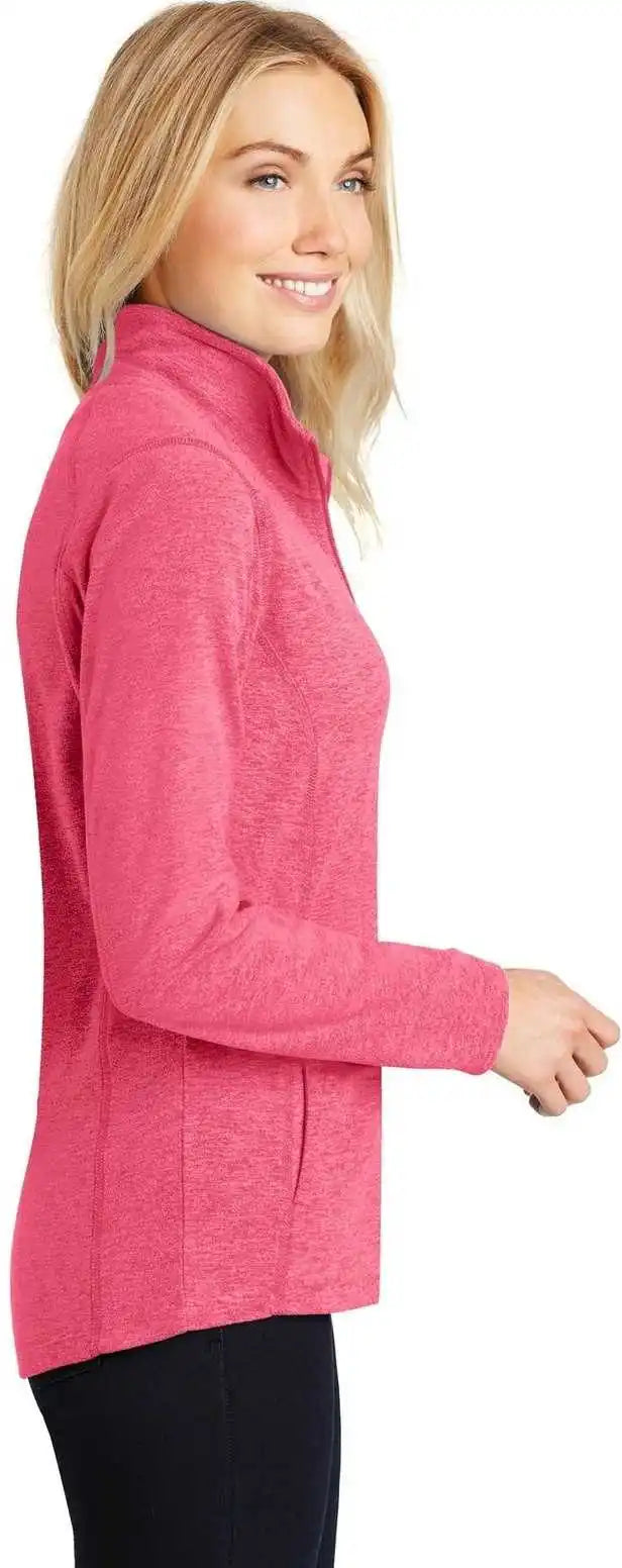 Port Authority L235 Ladies Heather Microfleece Full Zip Jacket Pink Raspberry