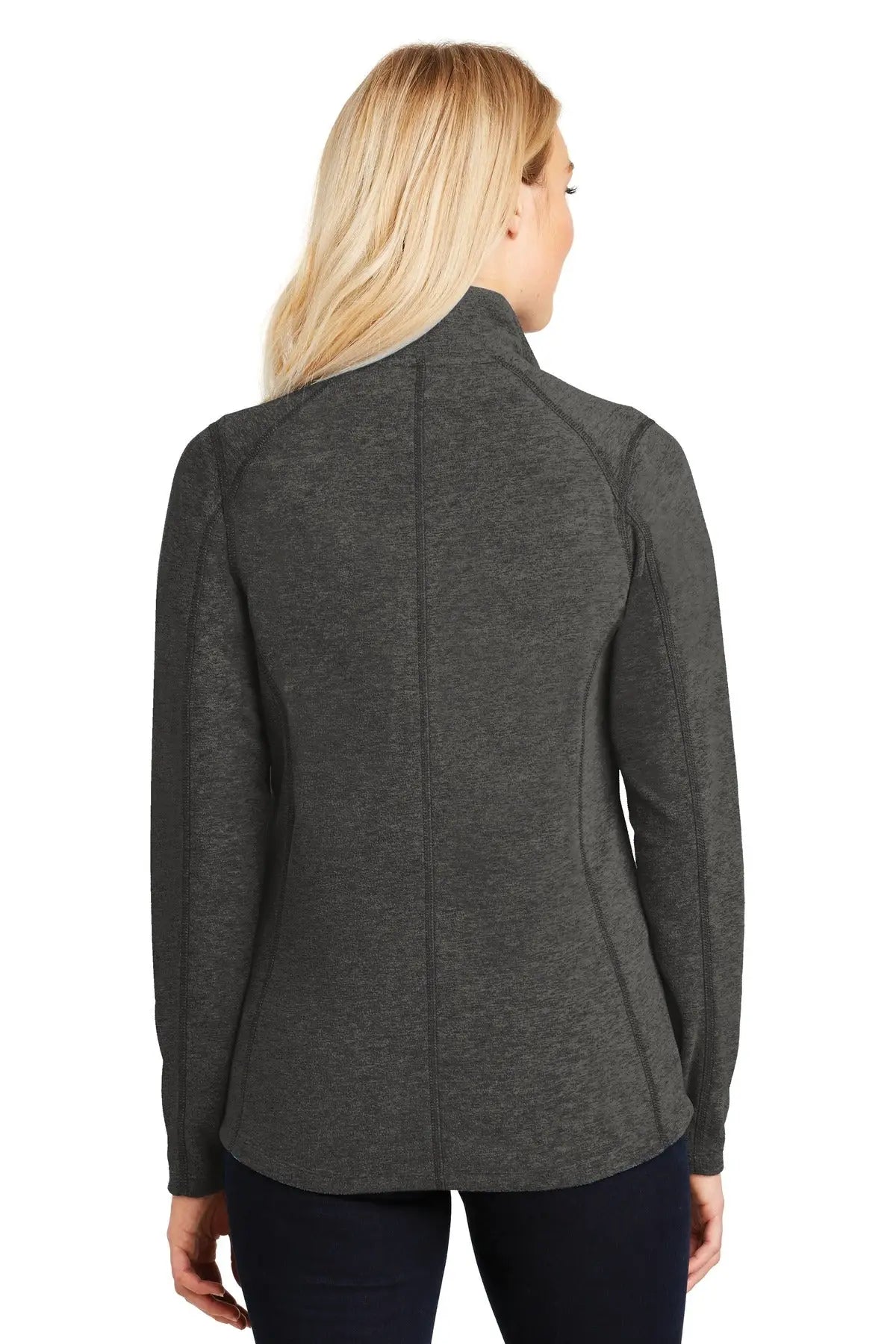 Port Authority L235 Women’s Heather Microfleece Full-zip Jacket - Black Charcoal