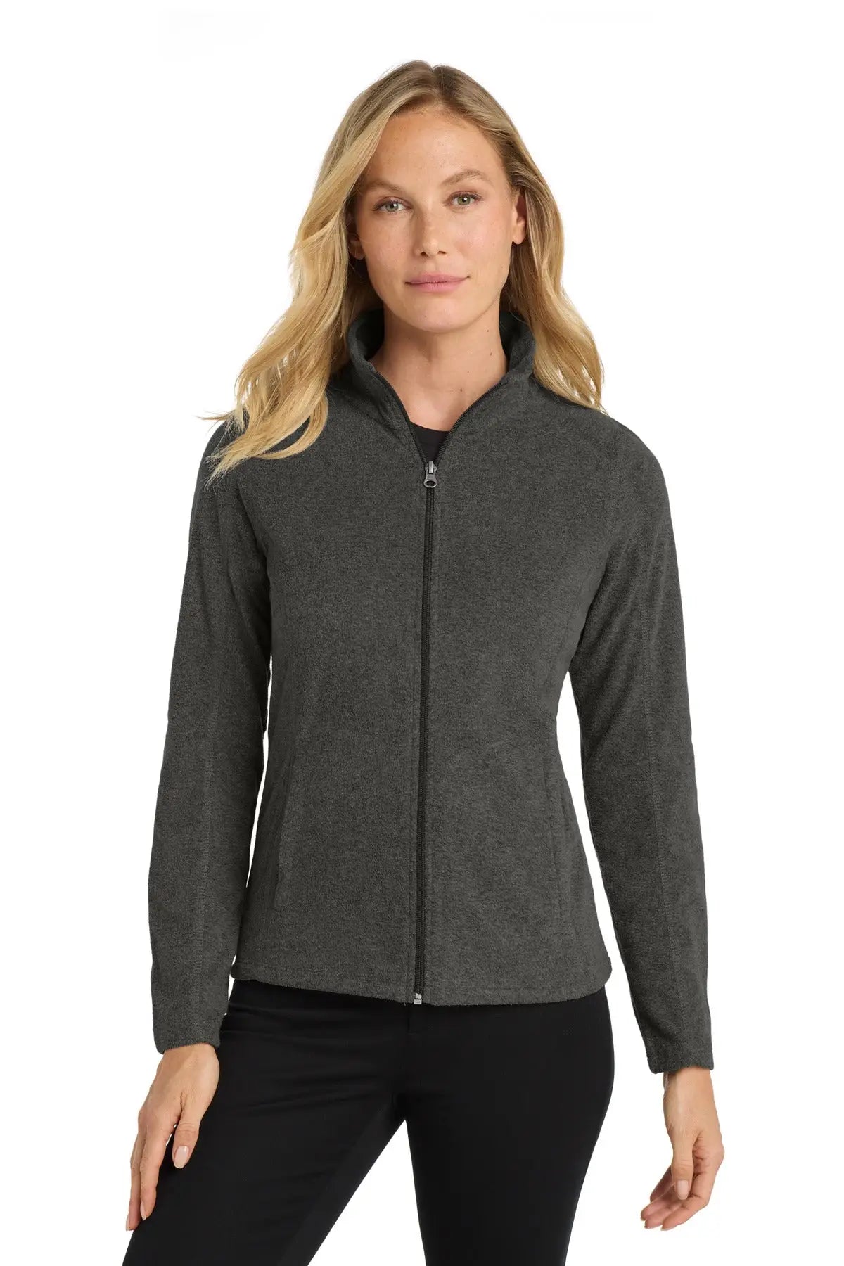 Port Authority L235 Women’s Heather Microfleece Full-zip Jacket - Black Charcoal