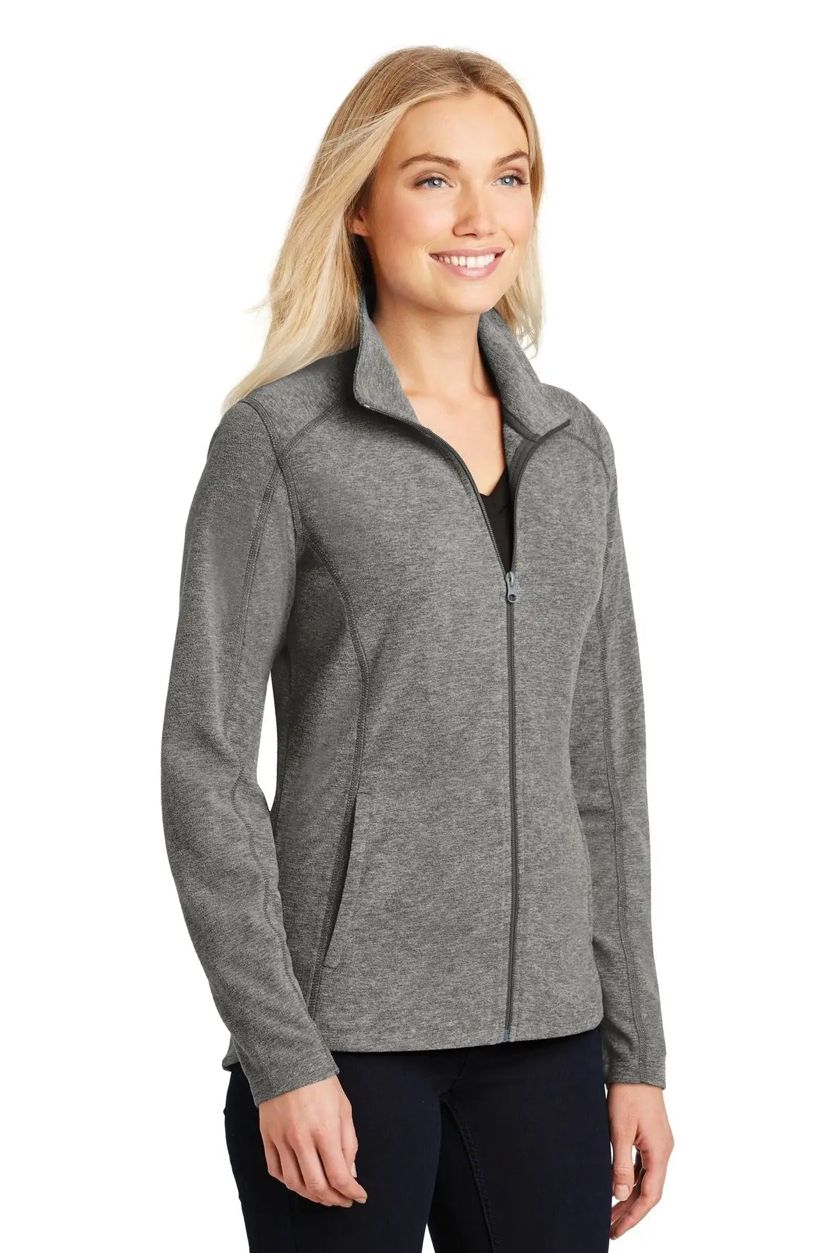 Port Authority L235 Women’s Heather Microfleece Full-zip Jacket - Pearl Gray