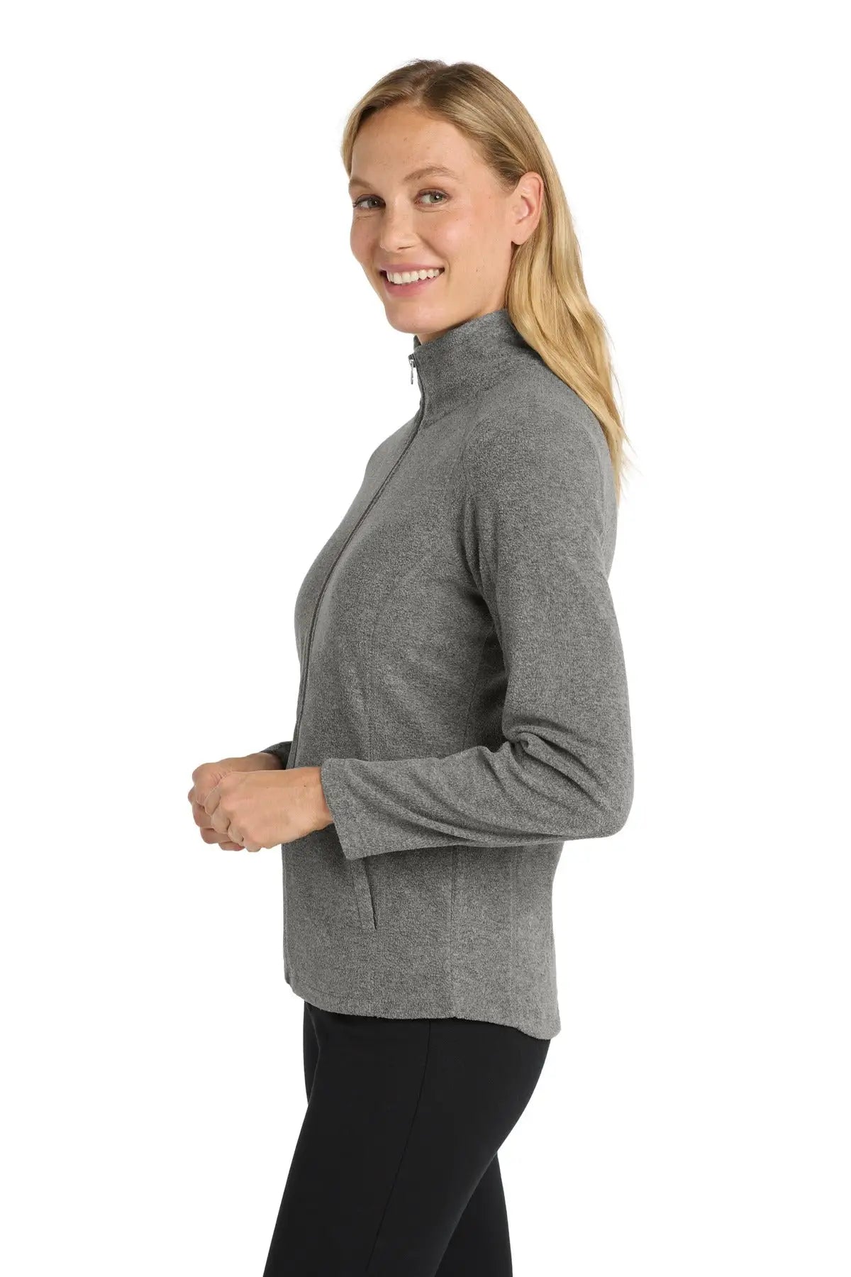 Port Authority L235 Women’s Heather Microfleece Full-zip Jacket - Pearl Gray