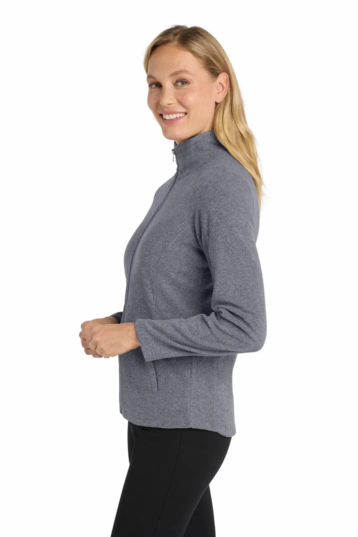 Port Authority L235 Women’s Heather Microfleece Full-zip Jacket - True Navy