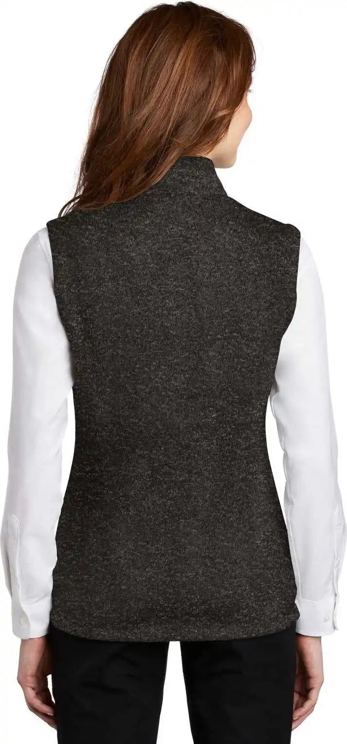 Port Authority L236 Ladies Sweater Fleece Vest - Black Heather