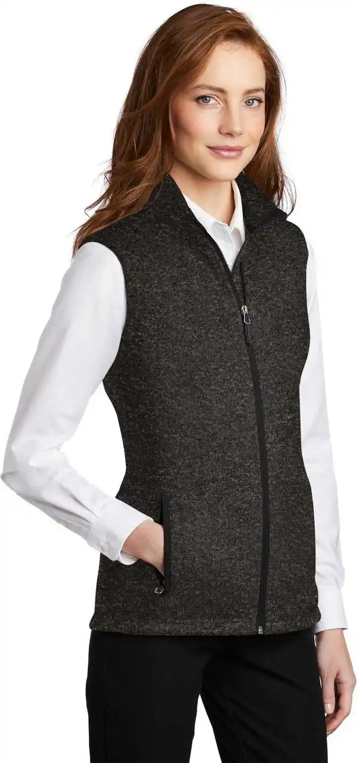 Port Authority L236 Ladies Sweater Fleece Vest Black Heather