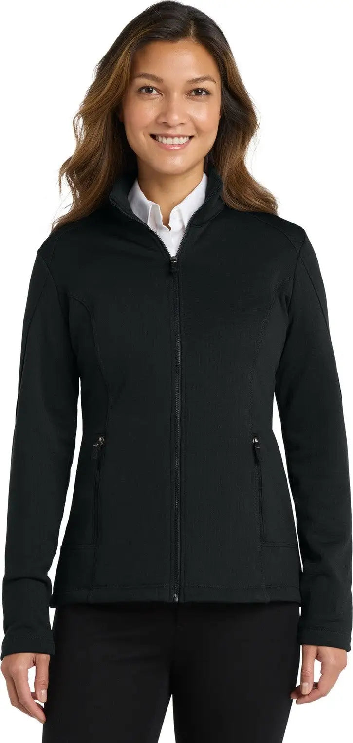 Port Authority L239 Women’s Grid Fleece Jacket - Deep Black - Ladies Xs