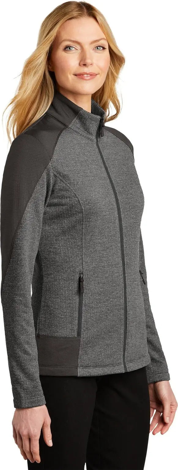 Port Authority L239 Women’s Grid Fleece Jacket - Gray Smoke Heather