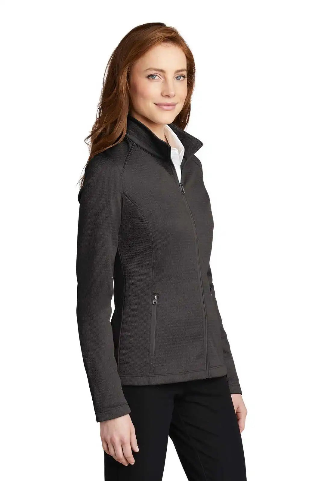 Port Authority L249 Ladies Diamond Heather Fleece Full-zip Jacket - Dark Charcoal