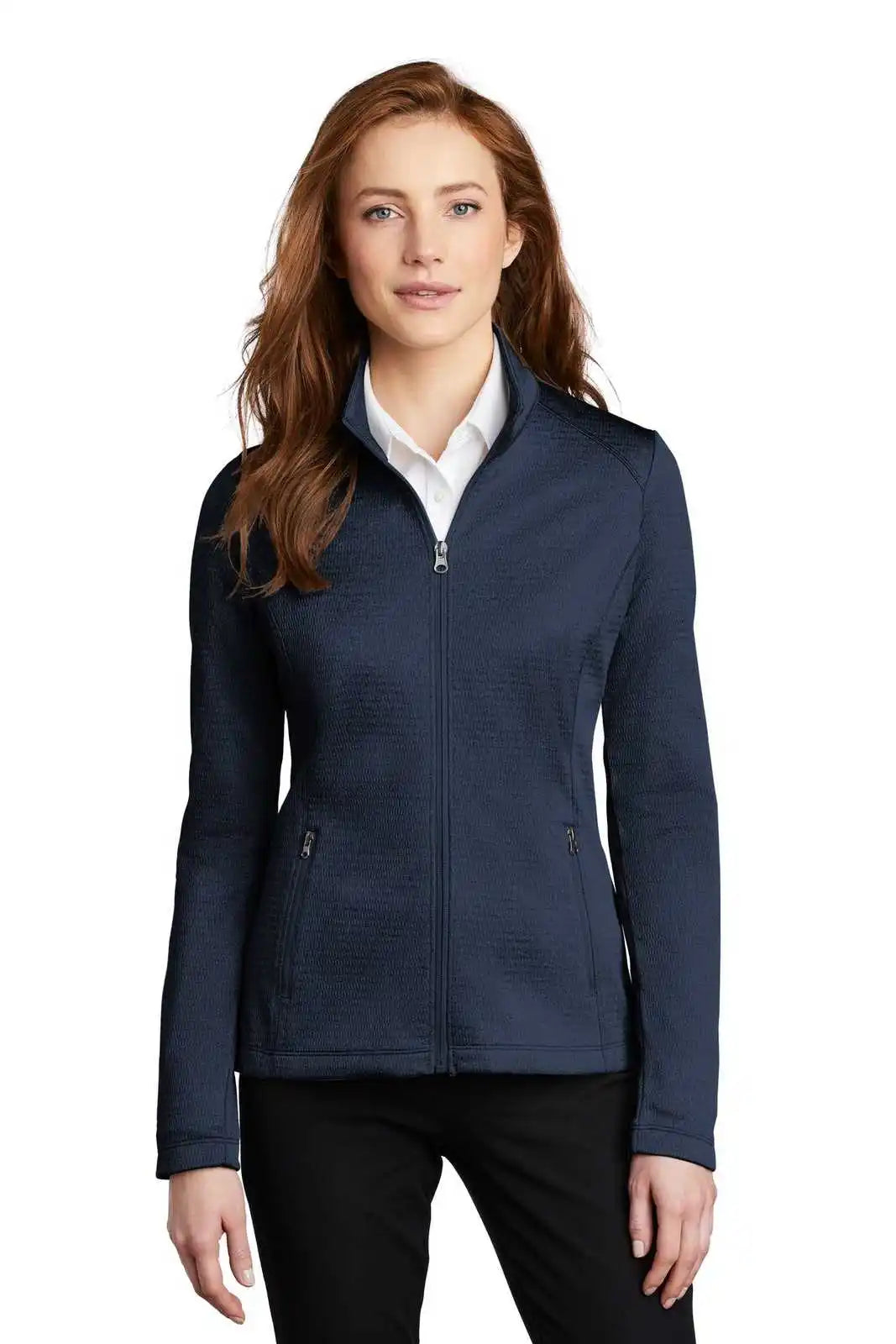 Port Authority L249 Ladies Diamond Heather Fleece Full-zip Jacket - Dress Blue Navy