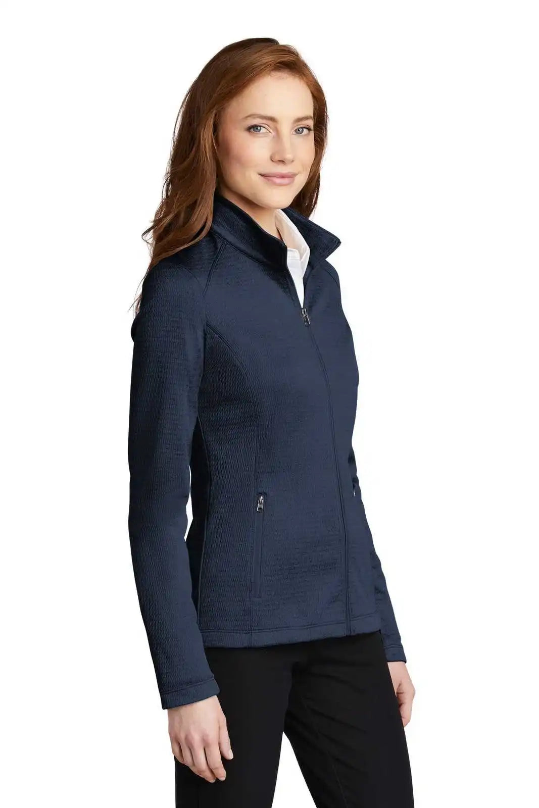 Port Authority L249 Ladies Diamond Heather Fleece Full-zip Jacket - Dress Blue Navy