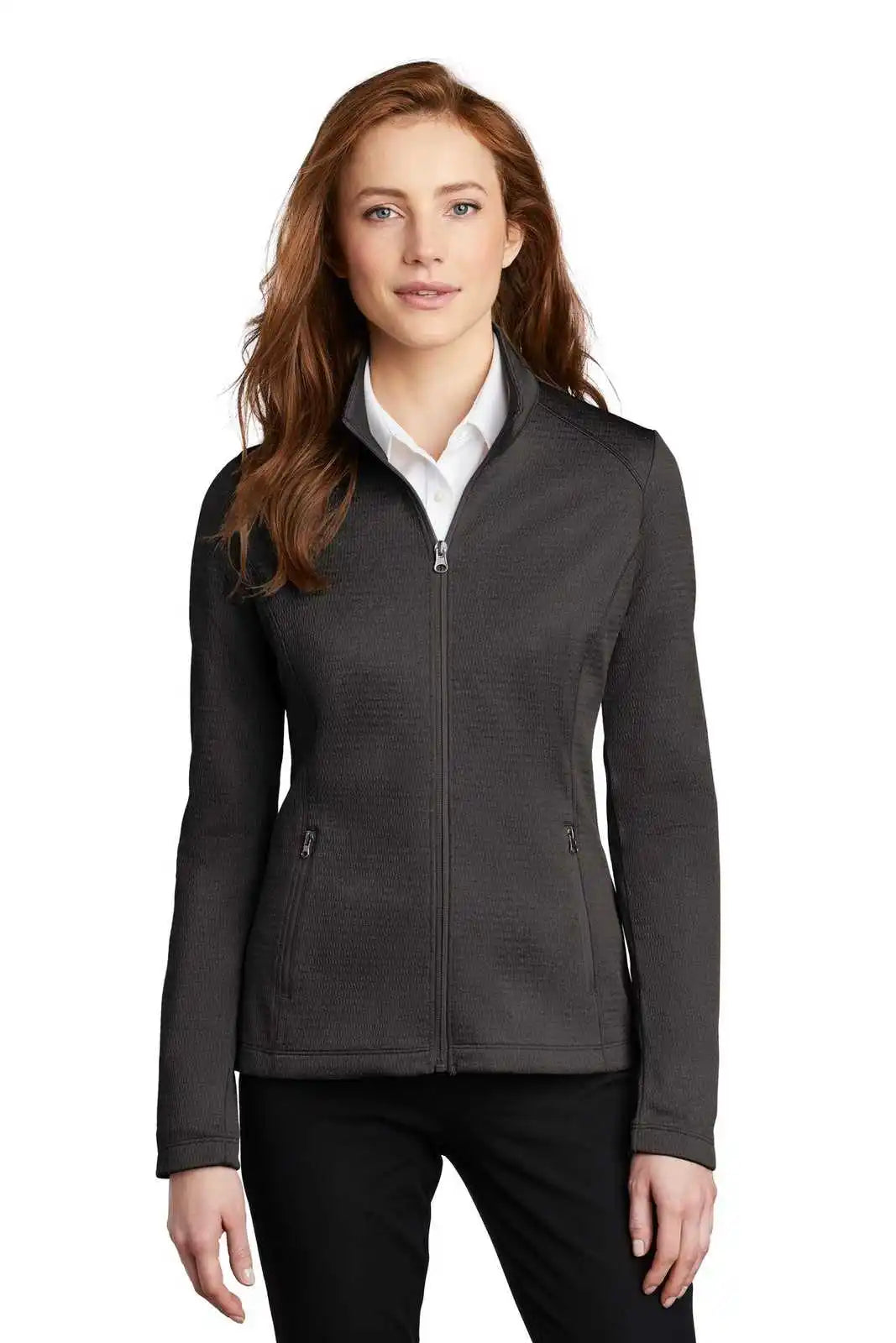 Port Authority L249 Ladies Diamond Heather Fleece Full-zip Jacket - Dark Charcoal