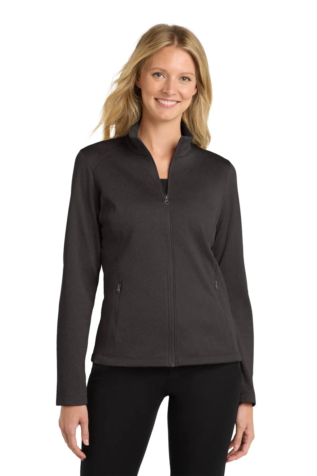 Port Authority L249 Women’s Diamond Heather Fleece Full-zip Jacket - Dark Charcoal