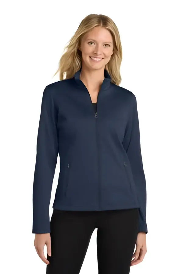 Port Authority L249 Women’s Diamond Heather Fleece Full-zip Jacket - Dress Blue Navy - Ladies Xs