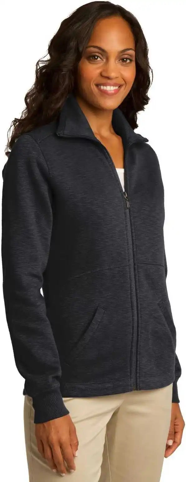 Port Authority L293 Ladies Slub Fleece Full Zip Jacket Black