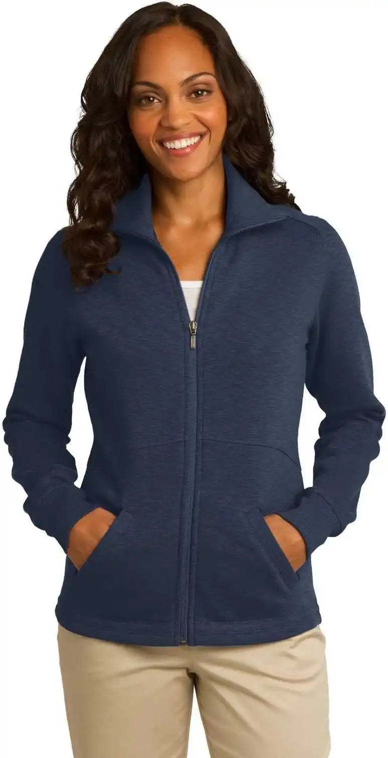 Port Authority L293 Ladies Slub Fleece Full Zip Jacket Navy