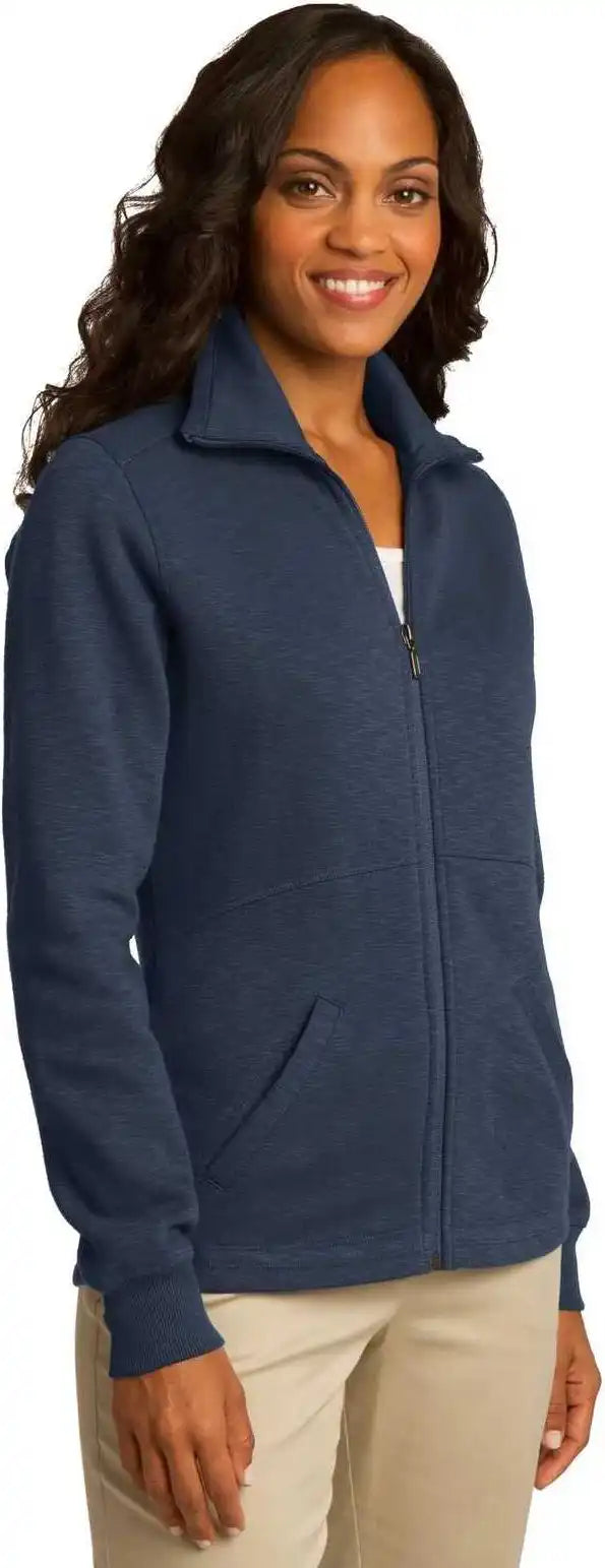Port Authority L293 Ladies Slub Fleece Full-zip Jacket - Navy