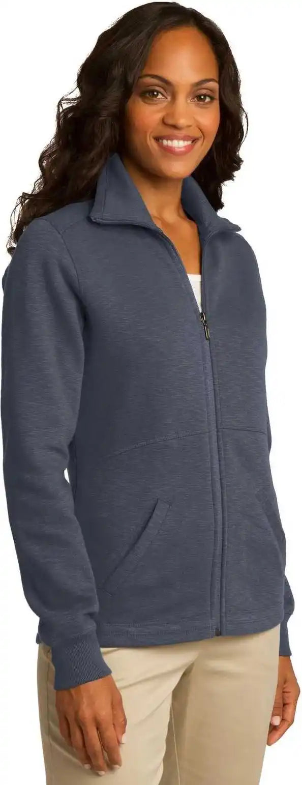Port Authority L293 Ladies Slub Fleece Full-zip Jacket - Slate Gray