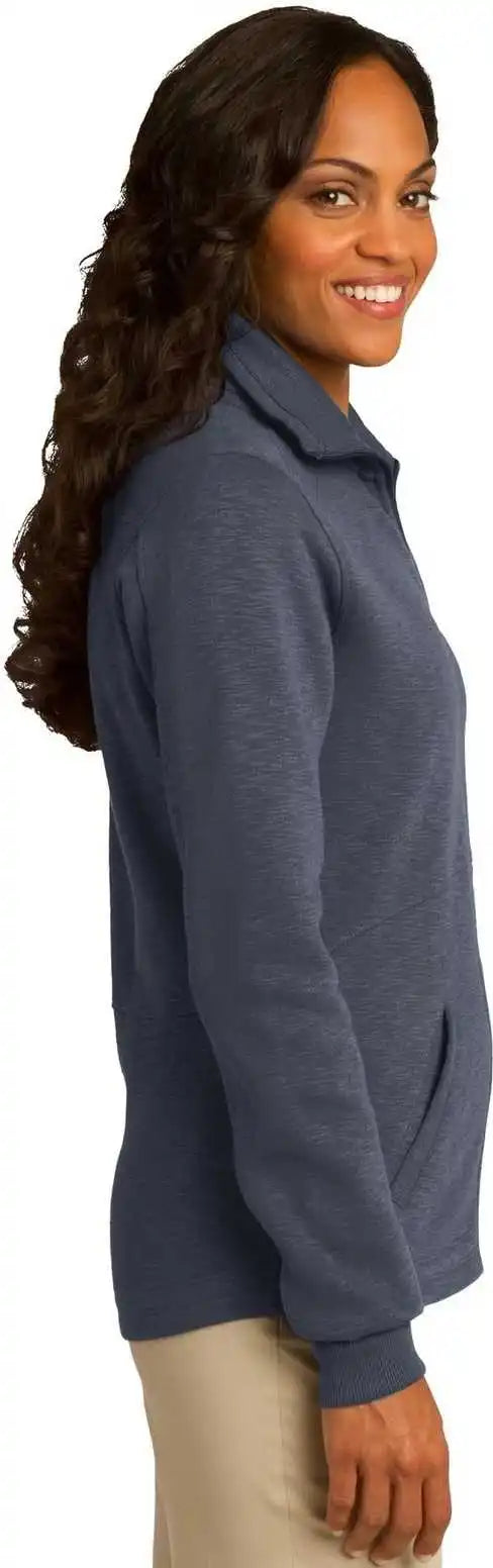 Port Authority L293 Ladies Slub Fleece Full-zip Jacket - Slate Gray