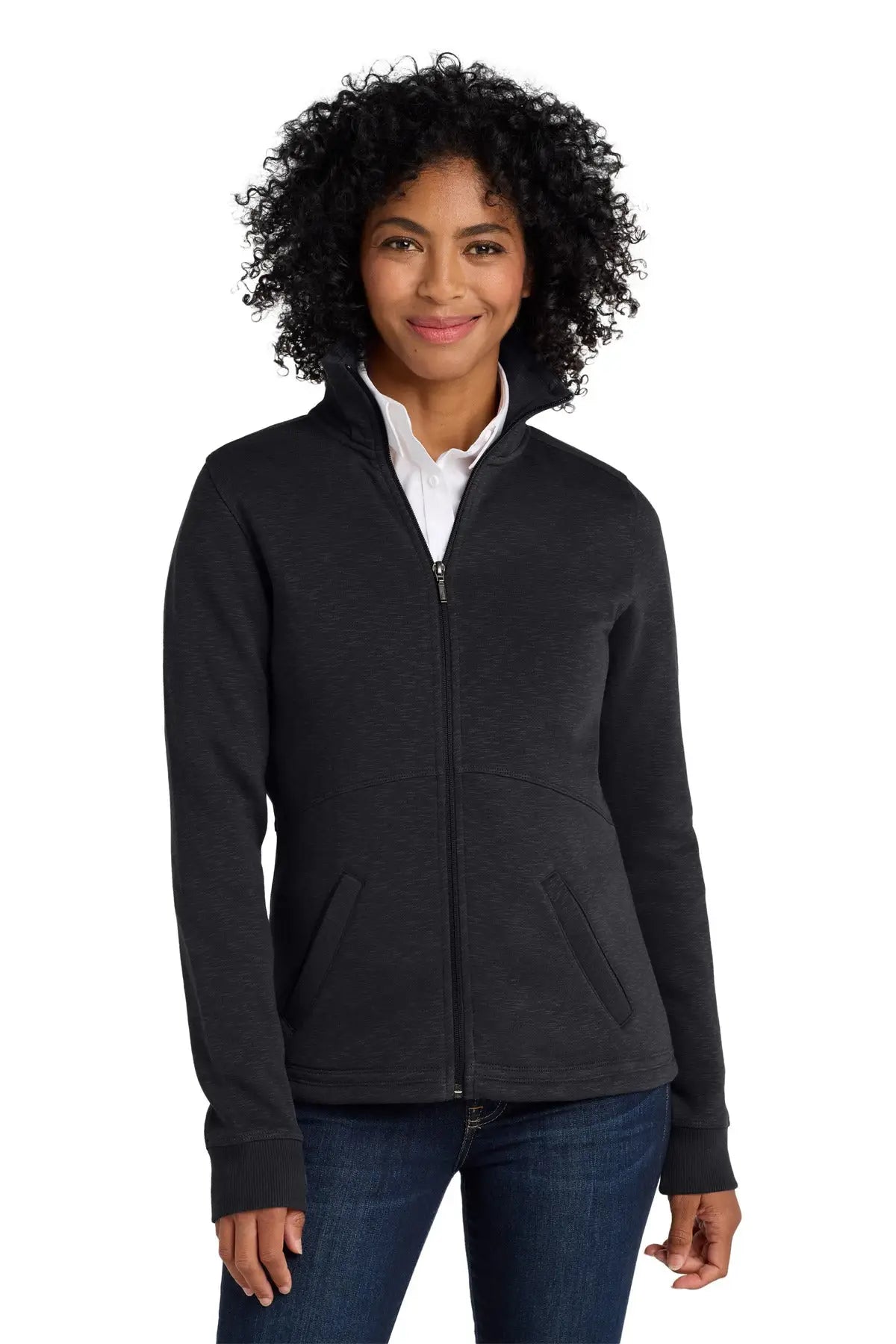 Port Authority L293 Women’s Slub Fleece Full-zip Jacket - Black - Ladies Xs