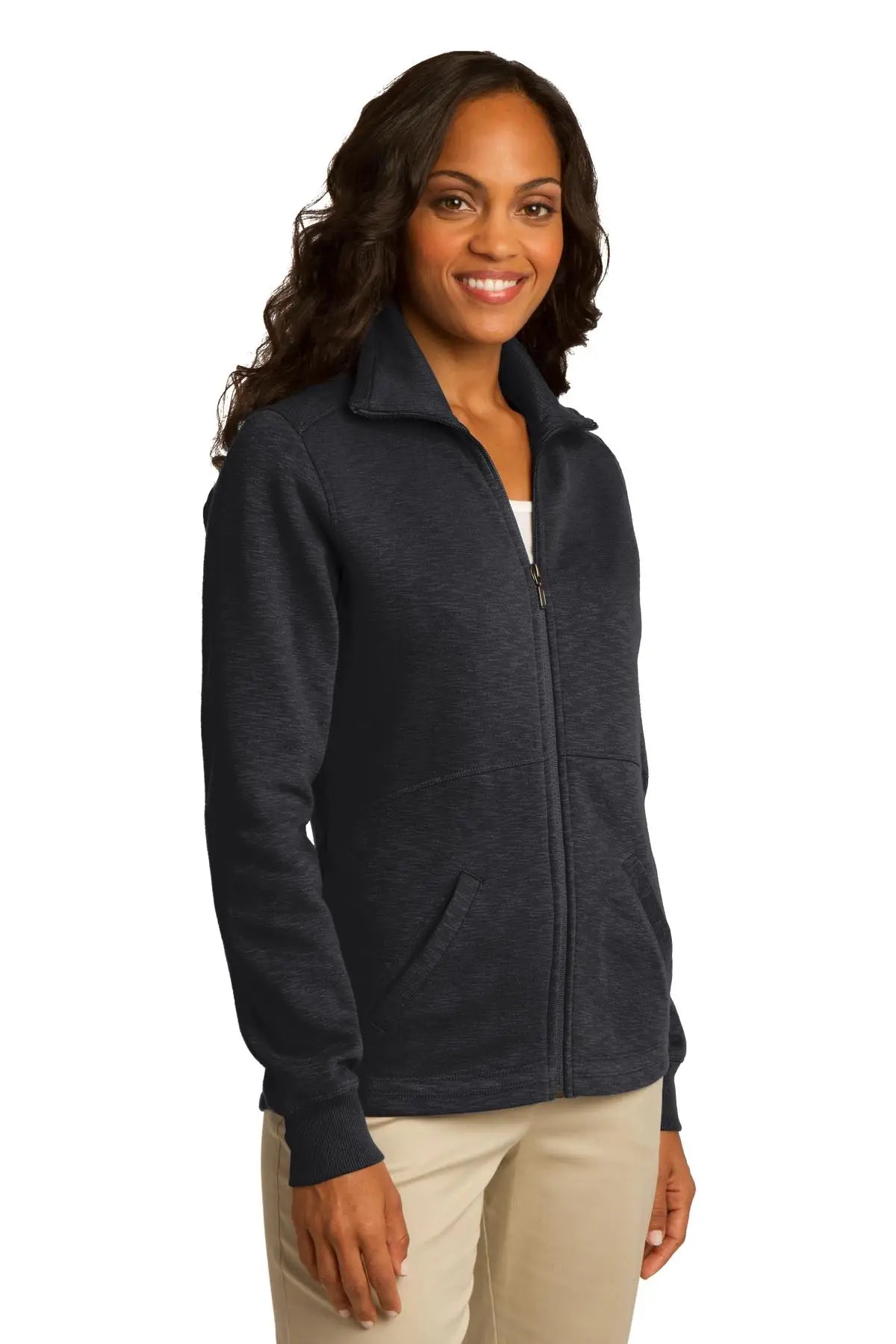 Port Authority L293 Women’s Slub Fleece Full-zip Jacket - Black