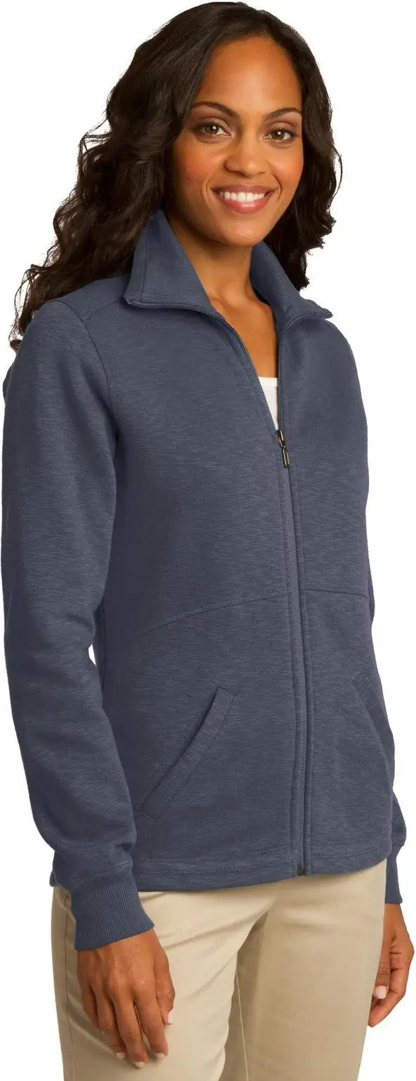 Port Authority L293 Women’s Slub Fleece Full-zip Jacket - Slate Gray