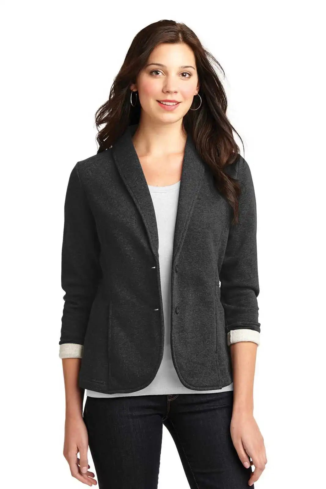 Port Authority L298 Ladies Fleece Blazer - Dark Charcoal Heather