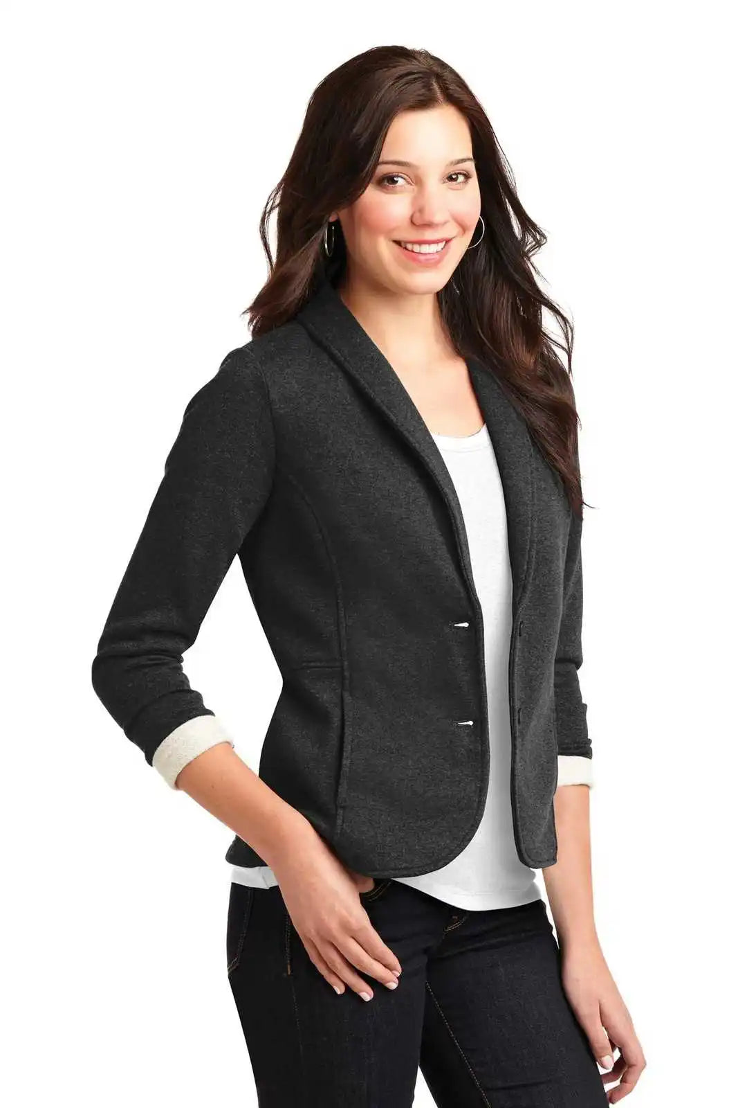 Port Authority L298 Ladies Fleece Blazer - Dark Charcoal Heather