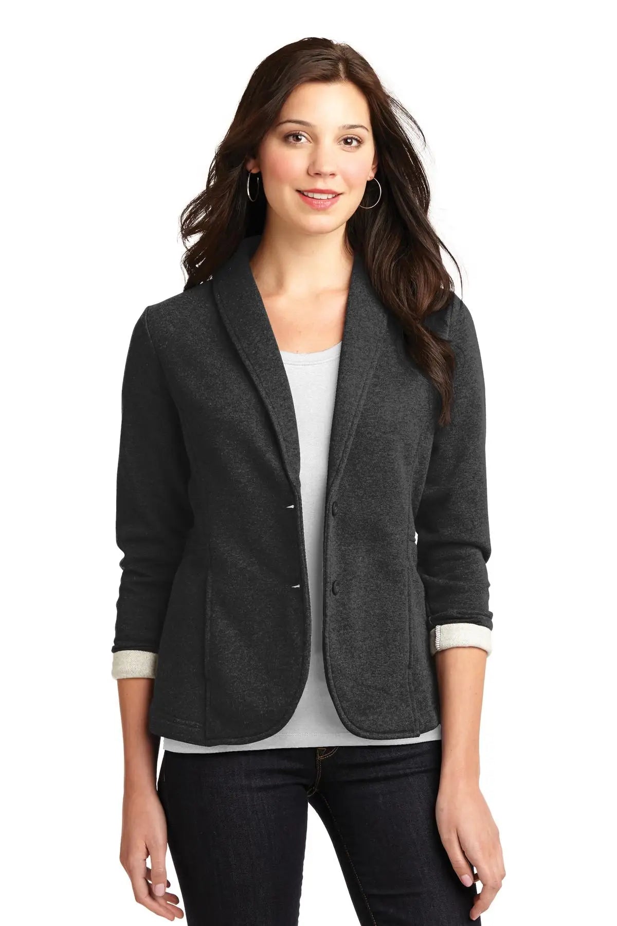 Port Authority L298 Women’s Fleece Blazer - Dark Charcoal Heather / Ladies Xs